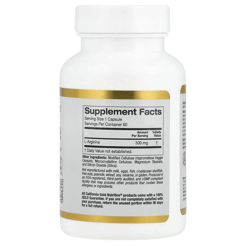 L-Arginine, 500Mg, 60 Veggie Caps