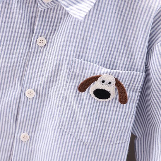 Костюм для мальчика 0-5 лет Детская полосатая рубашка с длинными рукавами Куртка с рисунком Круглый вырез, белый топ Повседневные джинсы Комплект из трех предметов