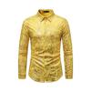 Men Club Shirt Snake Skin Printing Turn-down Collar Slim Fit Button-down Long Sleeve Party Shirt Nightclub Performance Clothes