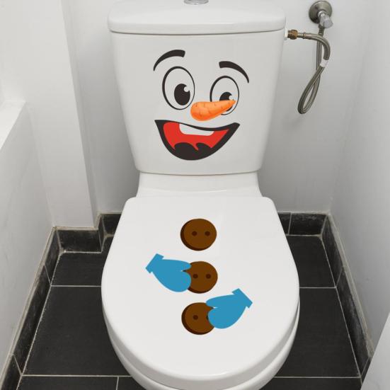 Наклейка на унитаз, снеговик, мультяшный DIY, самоклеящаяся, отличная липкость, противоскользящая, рождественская, водонепроницаемая, настенная, для унитаза, спальни, холодильника