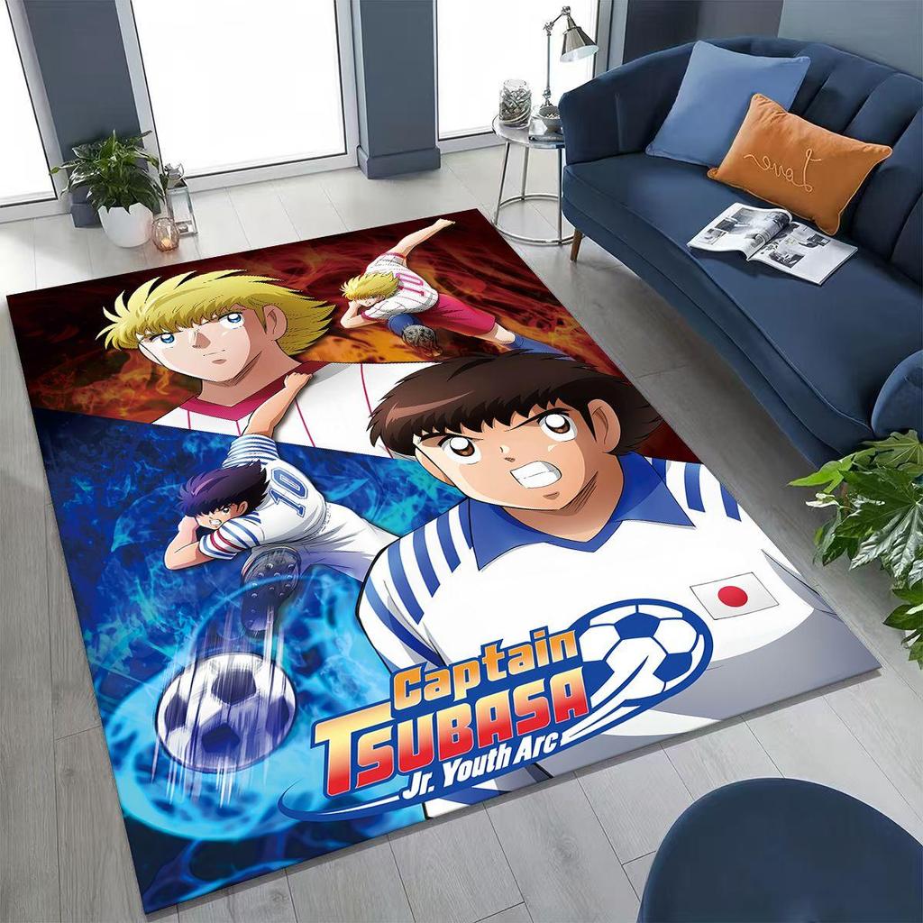 Cartoon Captain Ozora Tsubasa Football Rug for Bedroom Living Room Sofa Home Doormat Decor , Large Kids Play Non-slip Floor Mat