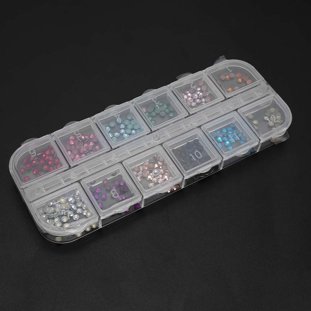 Nail Art Rhinestone Nail Decorations 12 цветов Маникюрные декоры Кристаллы для ногтей для маникюрного салона