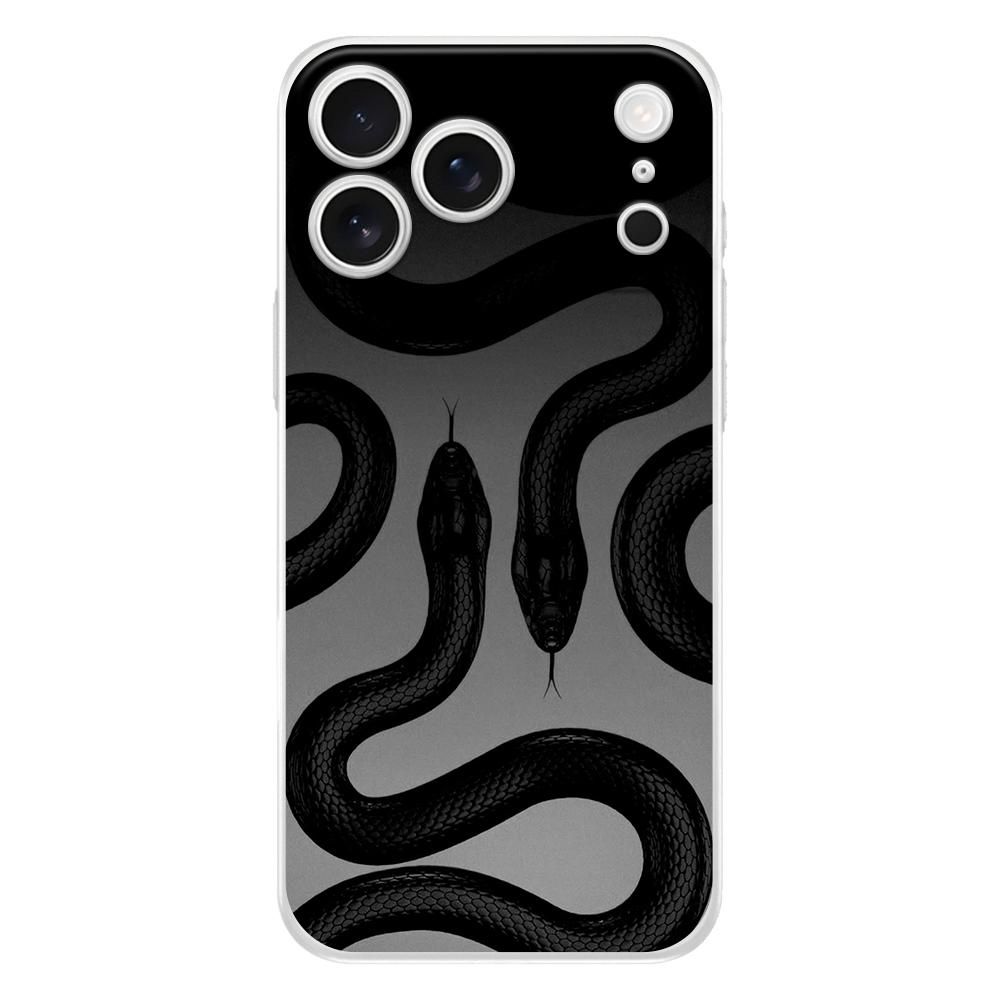 Мягкий прозрачный чехол из ТПУ для телефона iPhone 17 Air 16E 16 11 15 14 Pro MAX 12 13 7 8 Plus SE Пасхальный чехол Защита Цветущая Розовая Змея