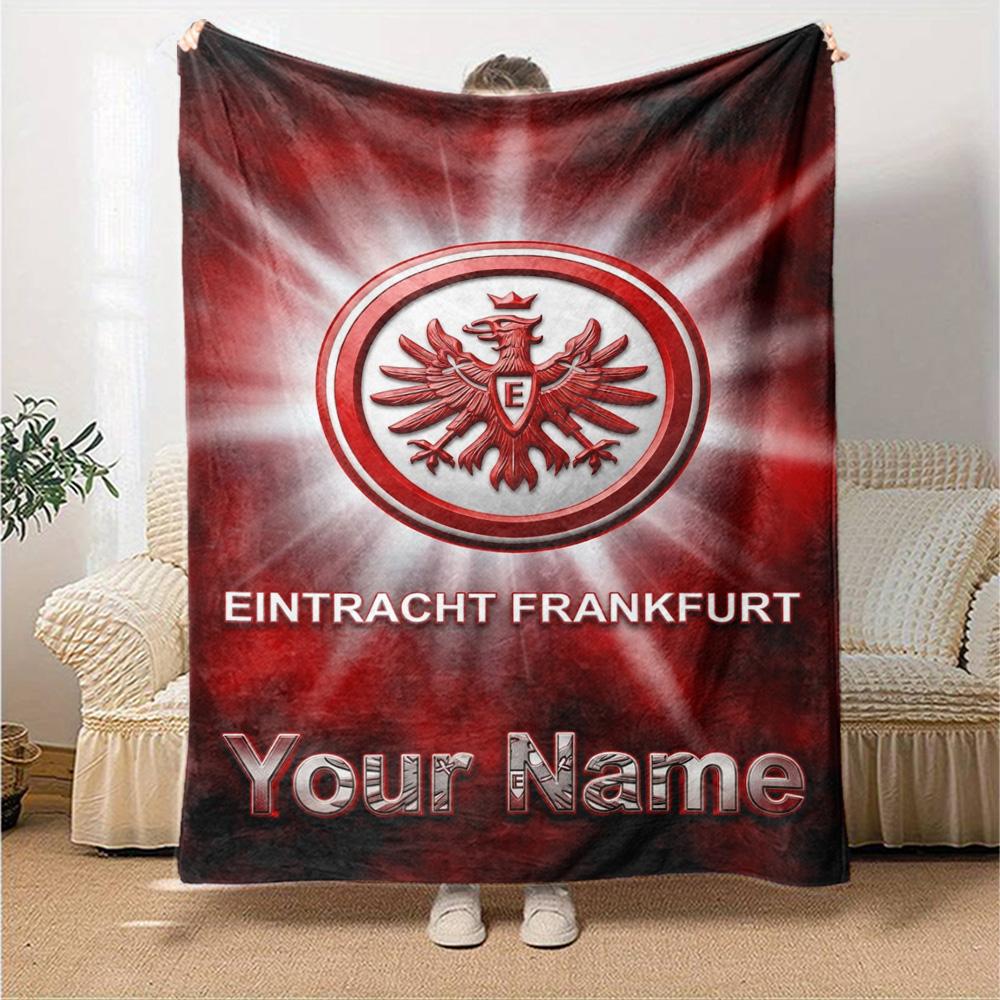 Name Custom Eintracht Frankfurt Print Flannel Blanket High Quality Warm Comfortable Cover for All Seasons Perfect for Gifts Home Decor