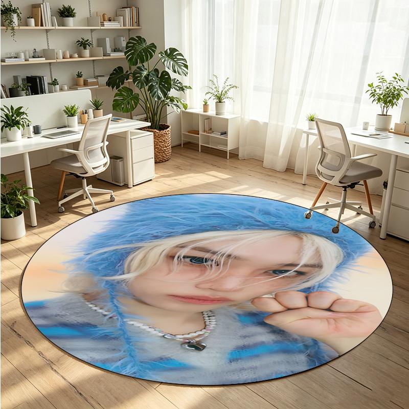 Felix Printed Round Crystal Velvet Rug Soft Non Slip Floor Carpet For Bedroom Holiday Gift