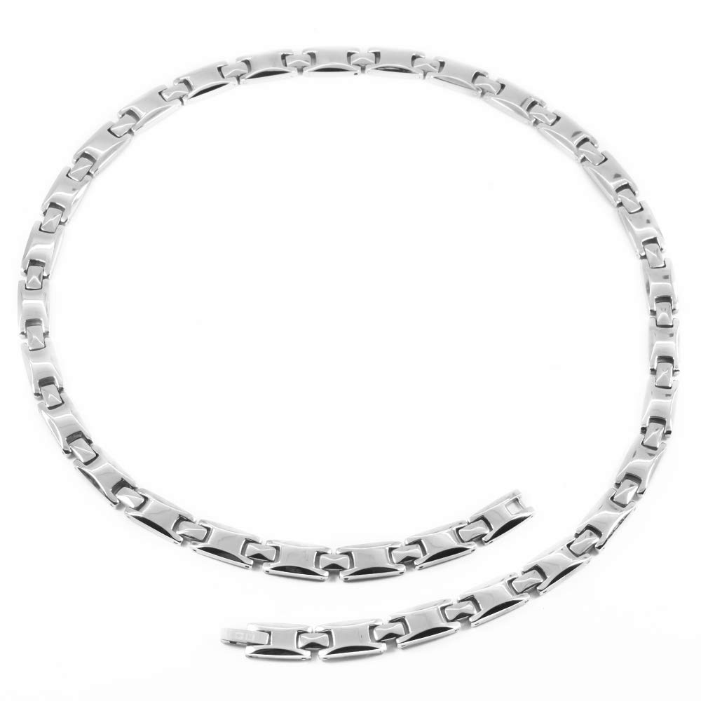 Pure Titanium Germanium Necklace Necklace Magnetic Static Elimination Health Hematite Jewelry Women's Men's Anti-Static (Silver, 55.0)