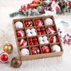 44 Pack Red and Gold Christmas Ball Ornament Gift Box Set 3cm and 6cm Shatterproof Printed Xmas Hanging Balls