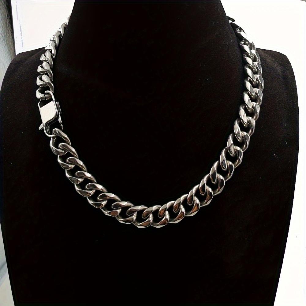 15mm Stainless Steel Silver Cuban Chain Choker Necklace for Men
