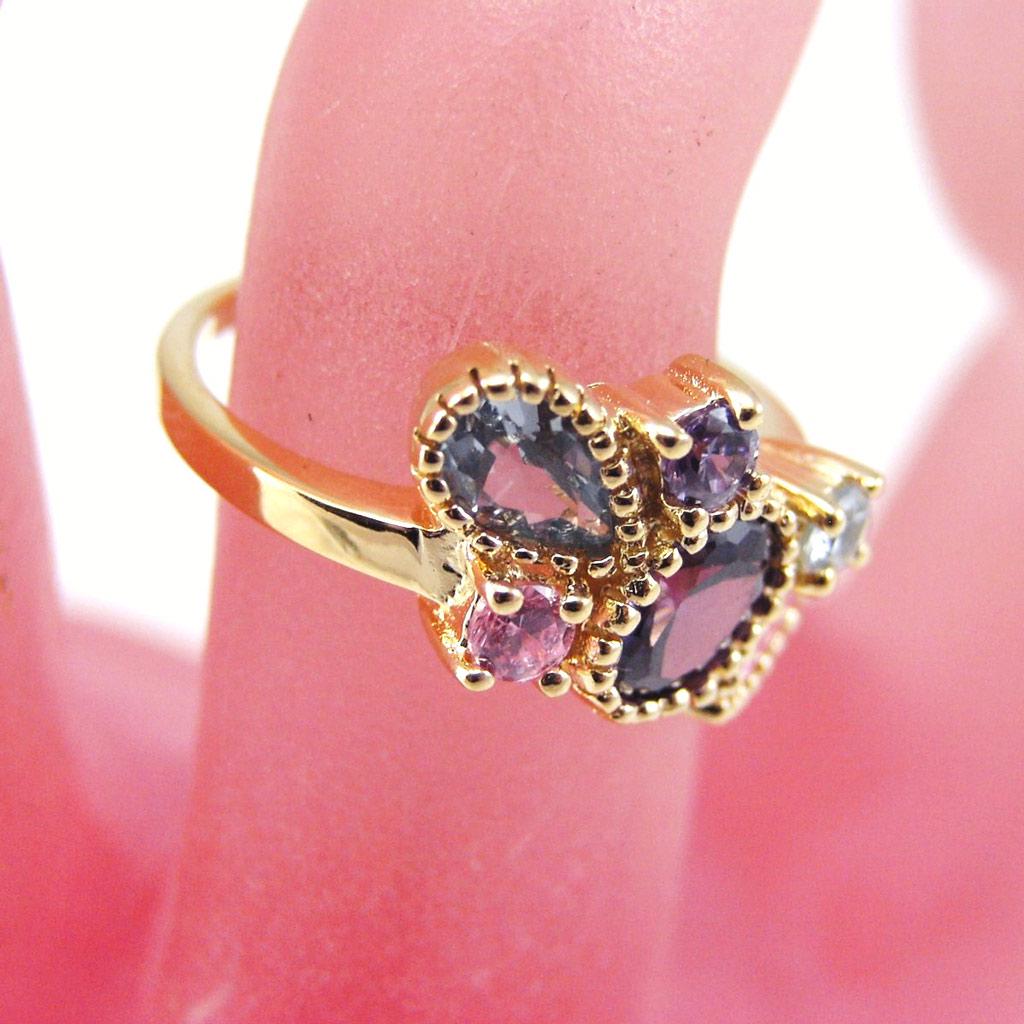 Пурпурное розовое синее позолоченное кольцо 'Merveilles'