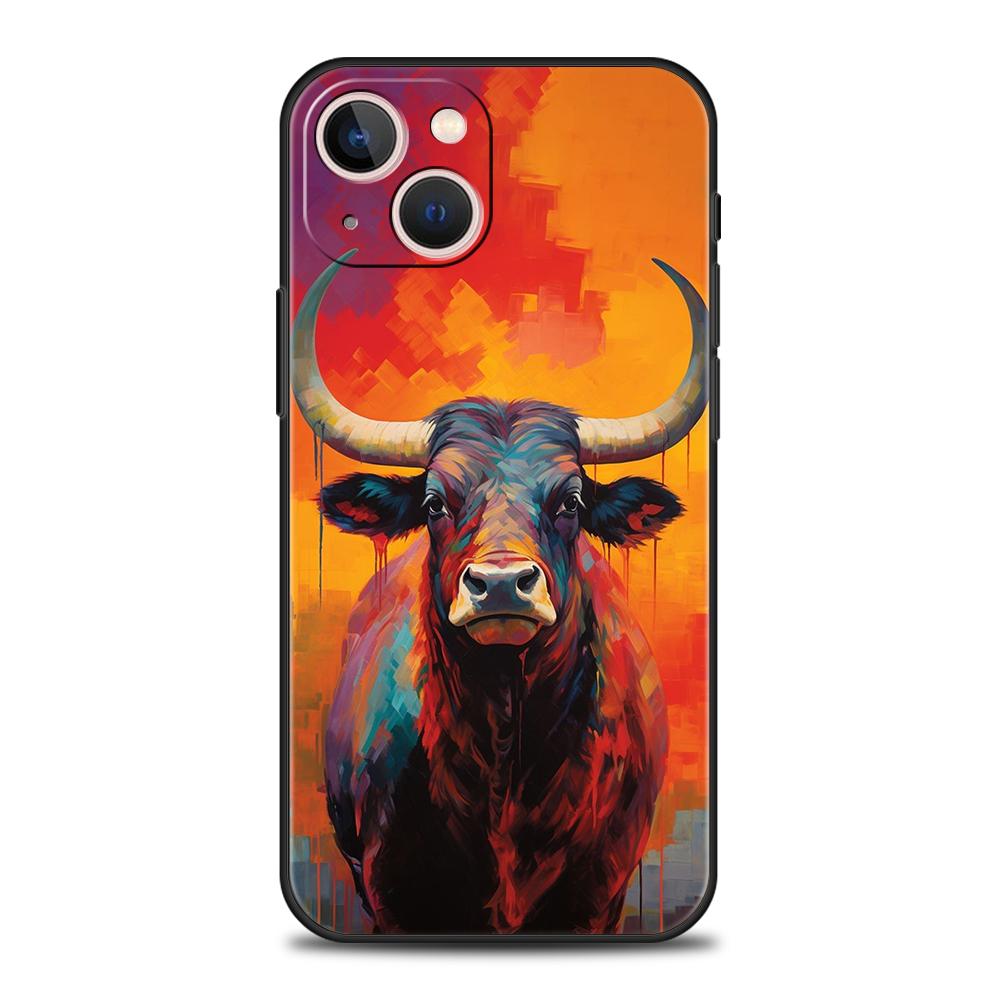 Роскошный мягкий чехол из ТПУ для iPhone 17 Air 16E 16 11 15 14 Pro MAX 12 13 7 8 Plus X XR XS SE 2022 Чехол Бык Животное