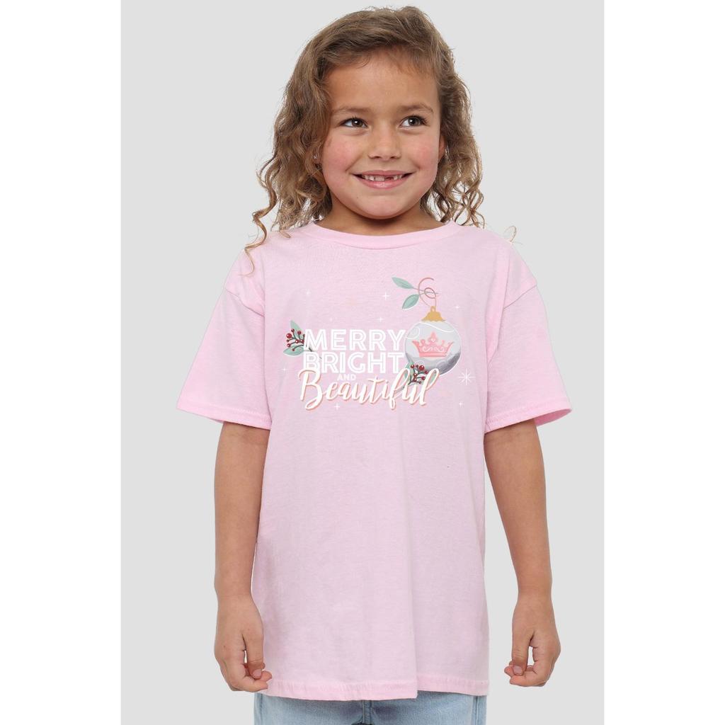 Disney Princess Childrens/Kids Merry, Bright And Beautiful Christmas T-Shirt