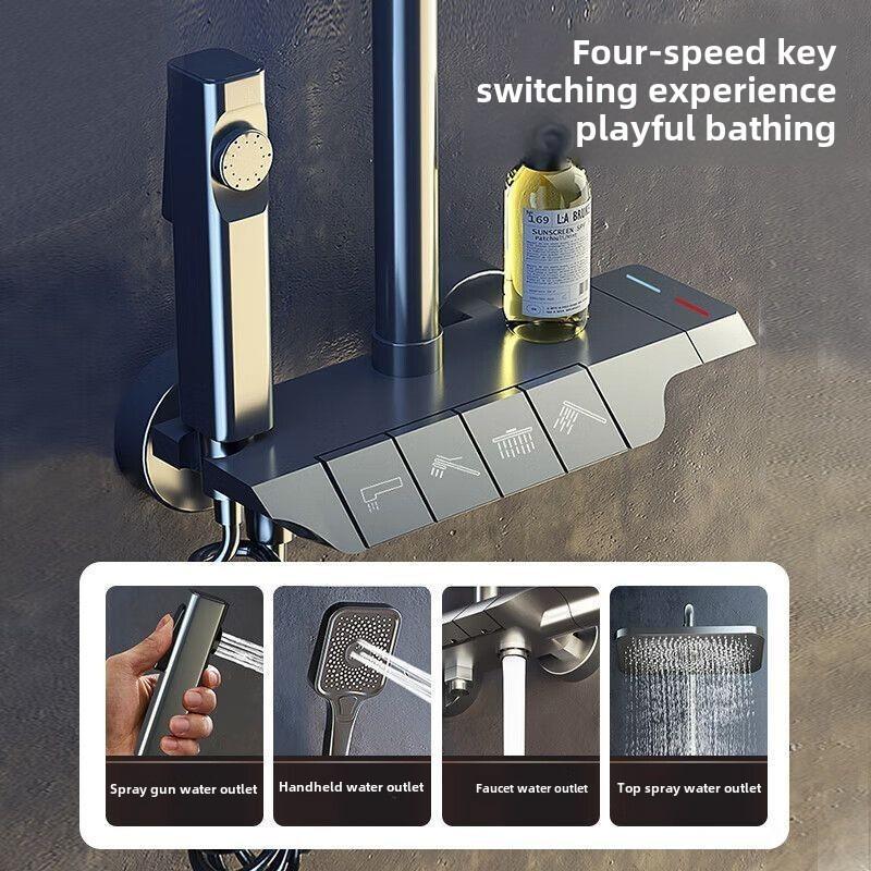 Кнопка Пианино Душ Цифровой Душевой Набор Термостатический Домашний Душ Система Душа с Клавишами Пианино Система Душа для Спа-Ванной Комнаты Наборы
