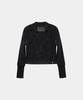 ETRE AU SOMMET Eyelet Point Cropped Leather Jacket (Black)