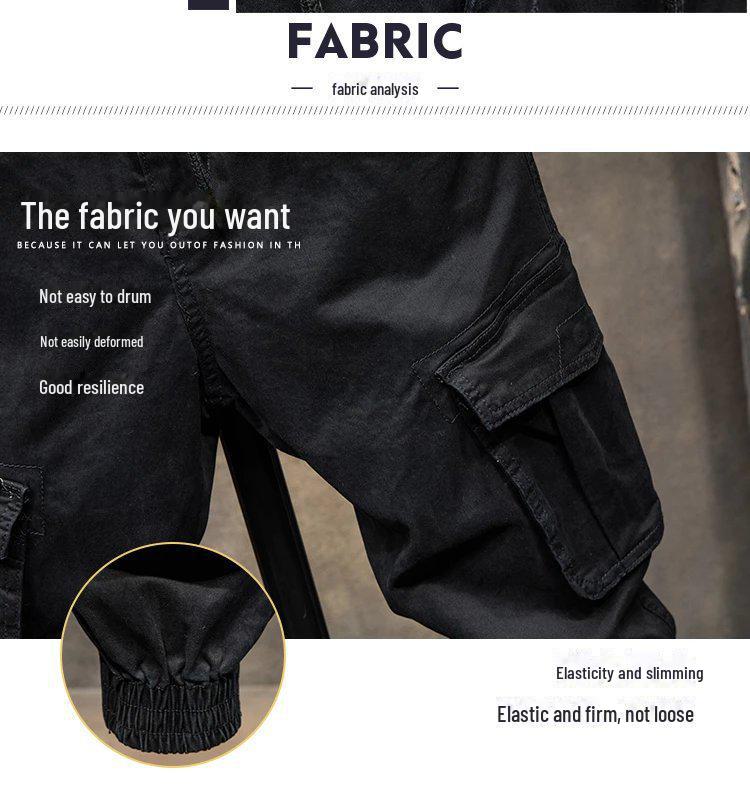 Мужской модный черный комбинезон с множеством карманов - коллекция осень/зима