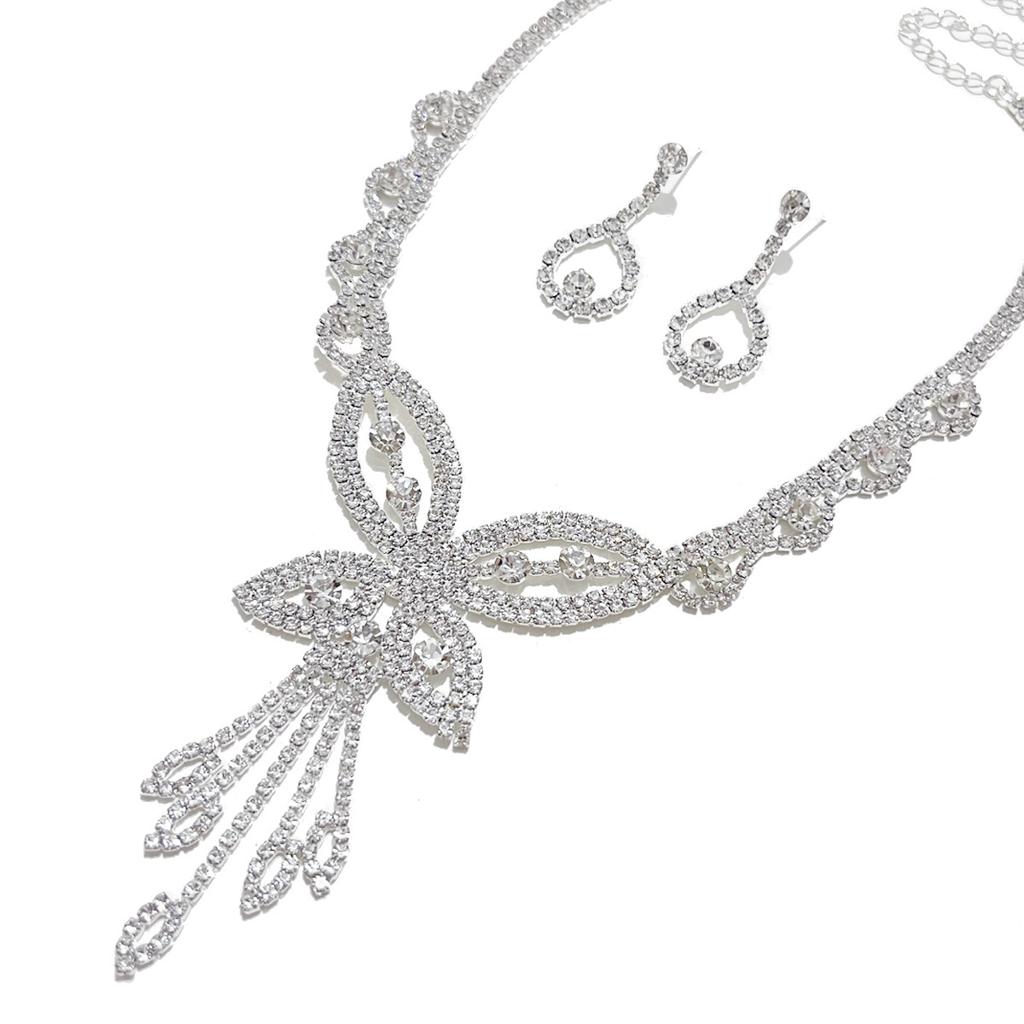 Полный бриллиант, полые большие серьги-колье с бабочками, комплект серег, свадебное платье, модное индивидуальное женское ожерелье, свадебные украшения