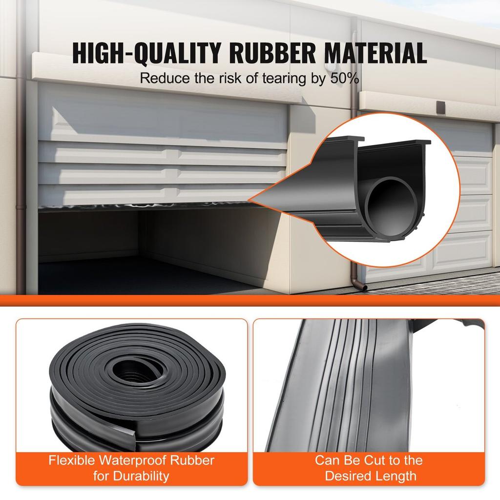 Garage Door Seals Bottom Rubber, U Shape +O Ring Combination Garage Door Bottom Weather Seal, 20ft Weatherproofing Garage Door Seal, 5/16 inch T-ends