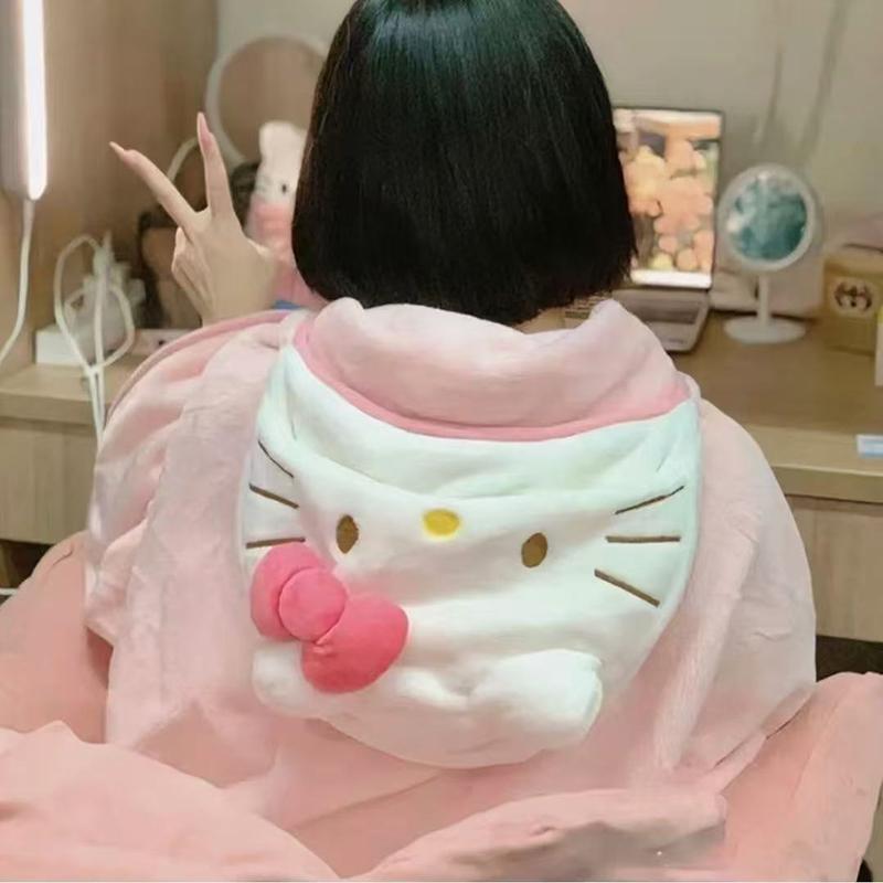 Lovely Hooded Robe Multifunctional Air Conditioning Blanket Soft Cape Type Animal Coral Fleece For Adults Winter Wear