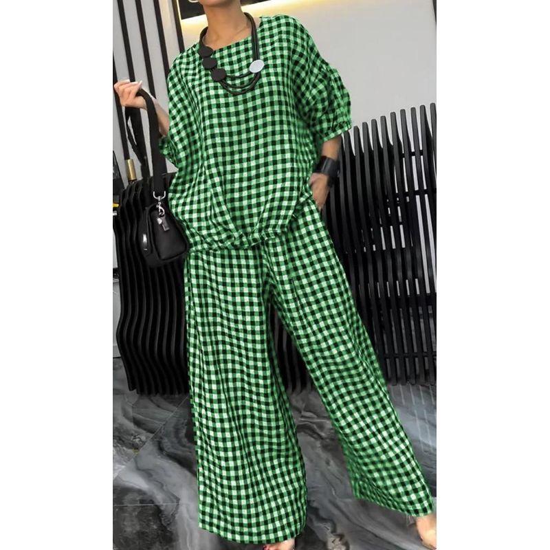 European and American Summer Women Clothes Rubber Band Back Drawstring Button Wide Leg Pants Set Wide Leg Pants Set