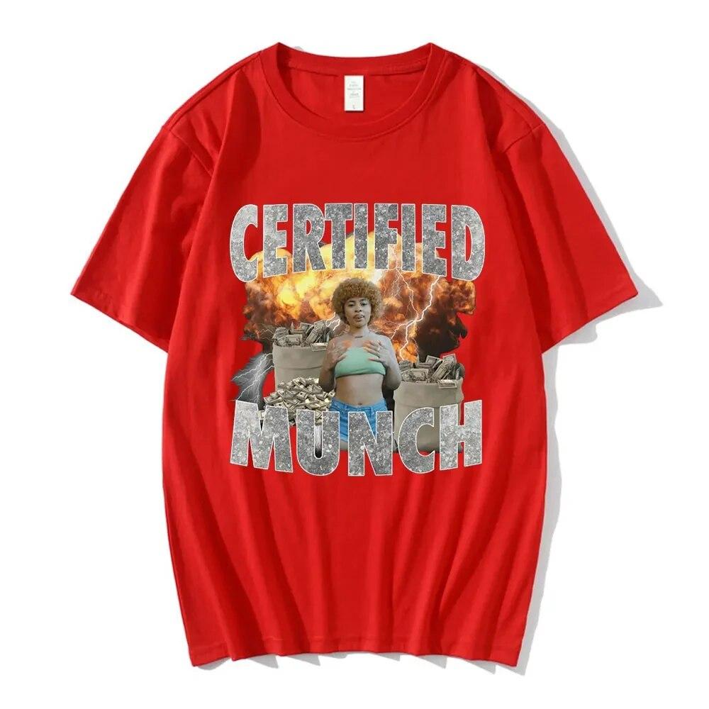 Сертифицированные Ice Spice Munch Meme, футболки с графическим принтом, летняя хлопковая футболка, женская футболка унисекс, футболка в стиле хип-хоп, топ унисекс с коротким рукавом