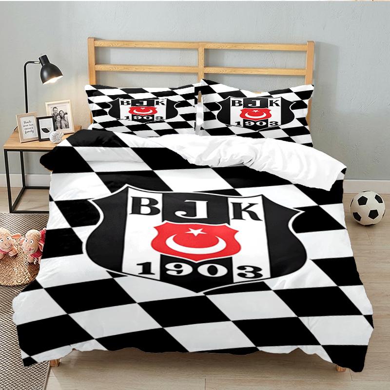 Besiktas Istanbul Football Club 3PCS Bedding set,Ideal for 1pc Duvet Cover And 2pcs Pillowcases Perfect for Fan gift,Ideal for Bedroom, Dormitory