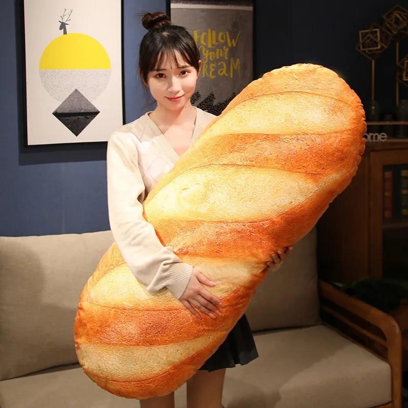 French Bread Plush Pillow Stuffed Food Plushie Peluche Party Prop Decor Sleeping Companion Man Gift Toy Girl Pillow Bed Support Waist Washable Pillow