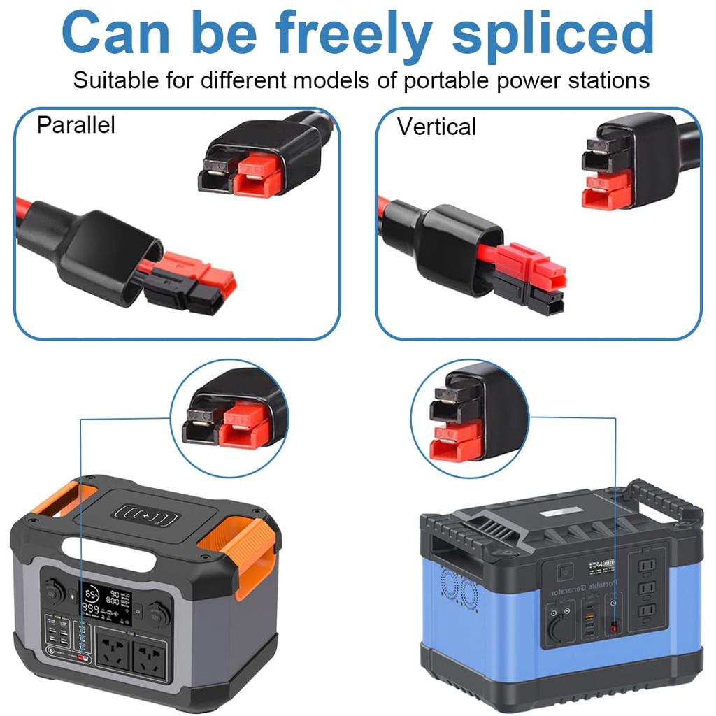Xiatiaosann Cigarette Lighter Socket Female to 45A Connector Cable, 12AWG Solar Panel Connector to