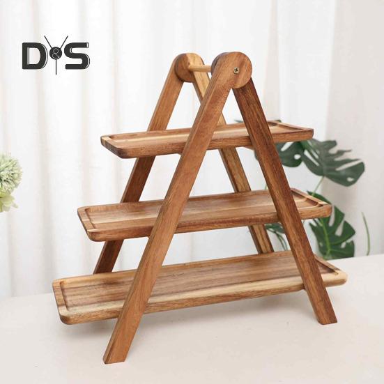 Деревянный 3-х уровневый поднос для кексов, простая сборка, деревянное блюдо для фермерского дома, легкий декоративный поднос для вечеринок и дома