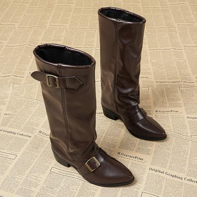 Модные брюки-листья женские 2025 осень новые ретро мода универсальные облегающие без колена большие размеры тонкие сапоги