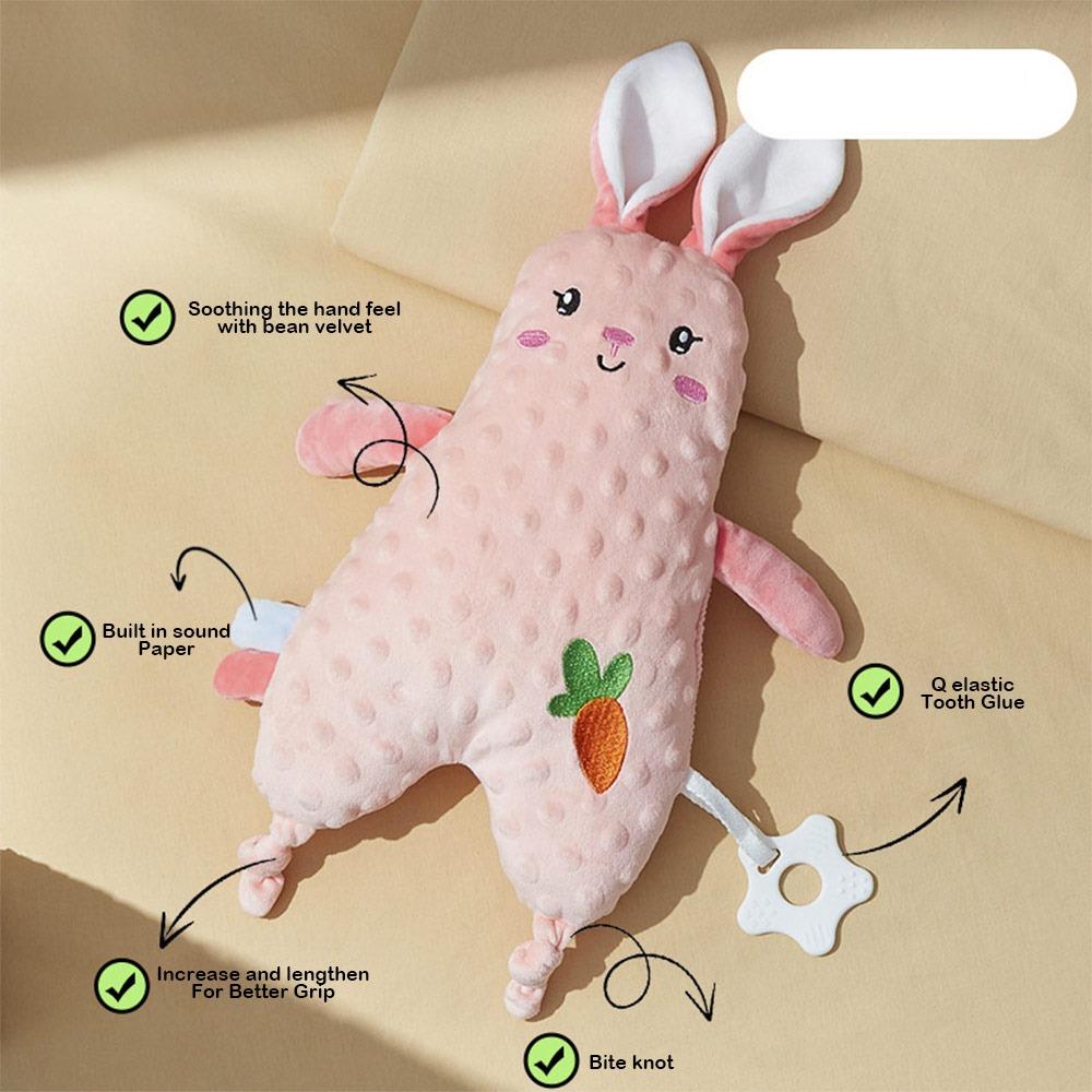 With Teether Baby Soothers Toys Cute Animal Plush Stuffed Doll Fun Soothing Pillow for Infant