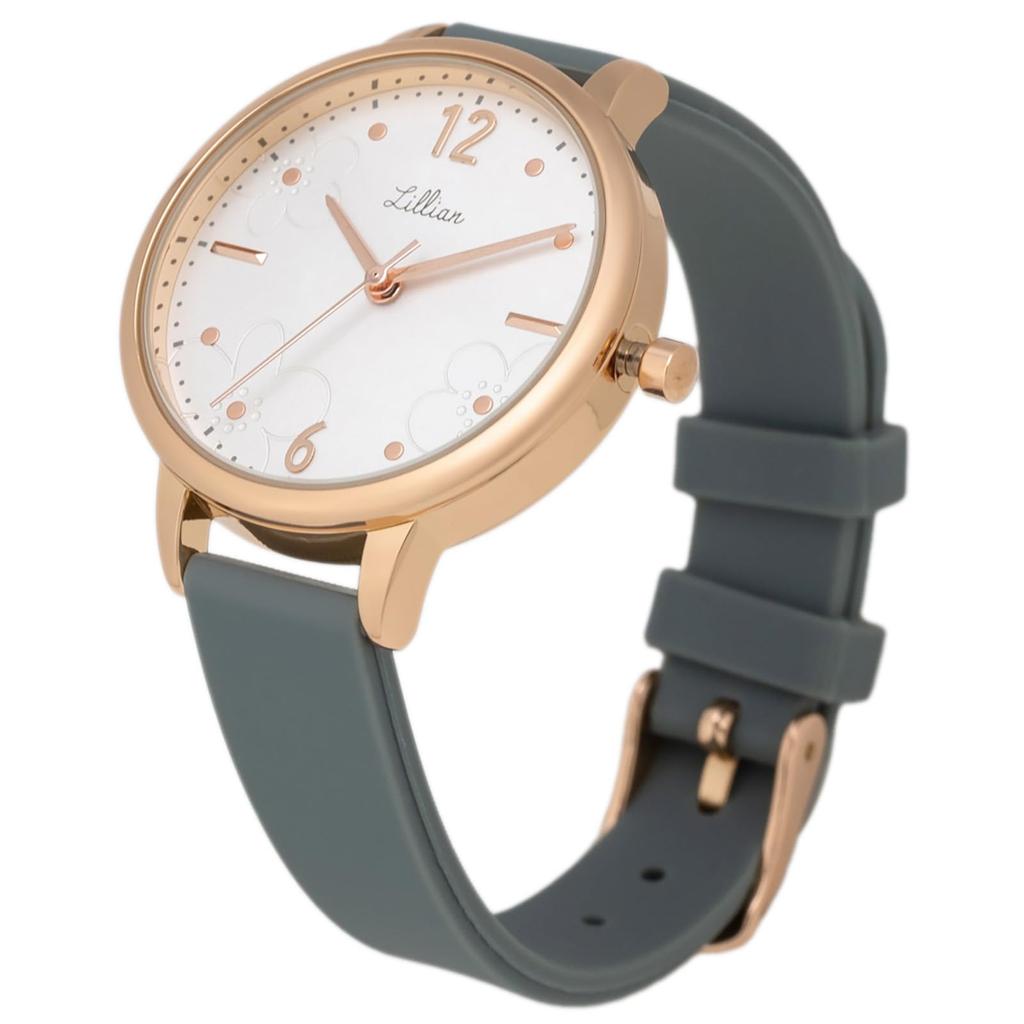 [Fieldwork] Women's Watch Analog Floral Pattern Silicone Band Green YM111-4