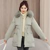 The New Autumn and Winter Style of Cotton-padded Jacket for Women, with a Large Fur Collar, Is a Mid-length, Loose and Thick Korean Version