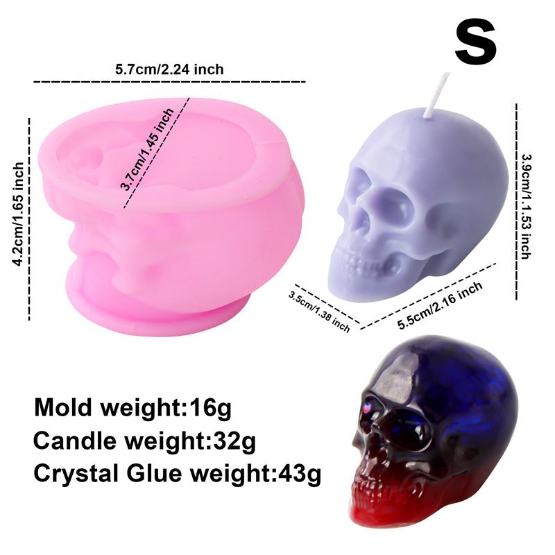 Силиконовая форма в виде 3D черепа, сделай сам, форма для свечи-черепа на Хэллоуин, силиконовая форма для эпоксидной смолы, гипса, домашняя декорация, литье из смолы, художественные поделки