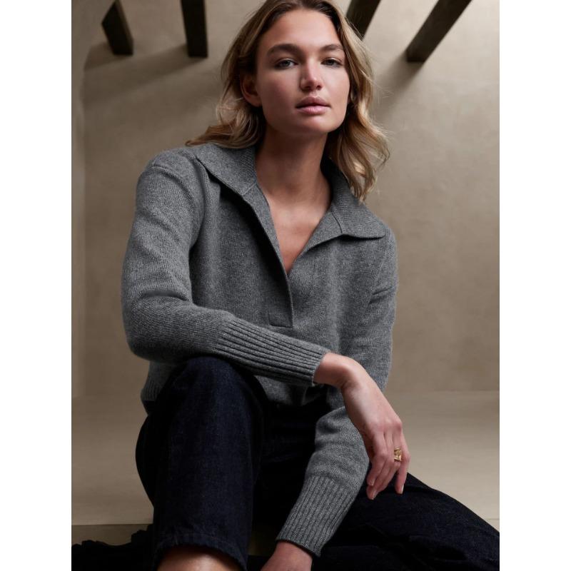 Autumn Winter Polo-neck Solid Color All-match Bottomed Knitting Top Women Casual Fashion Pullover Sweater