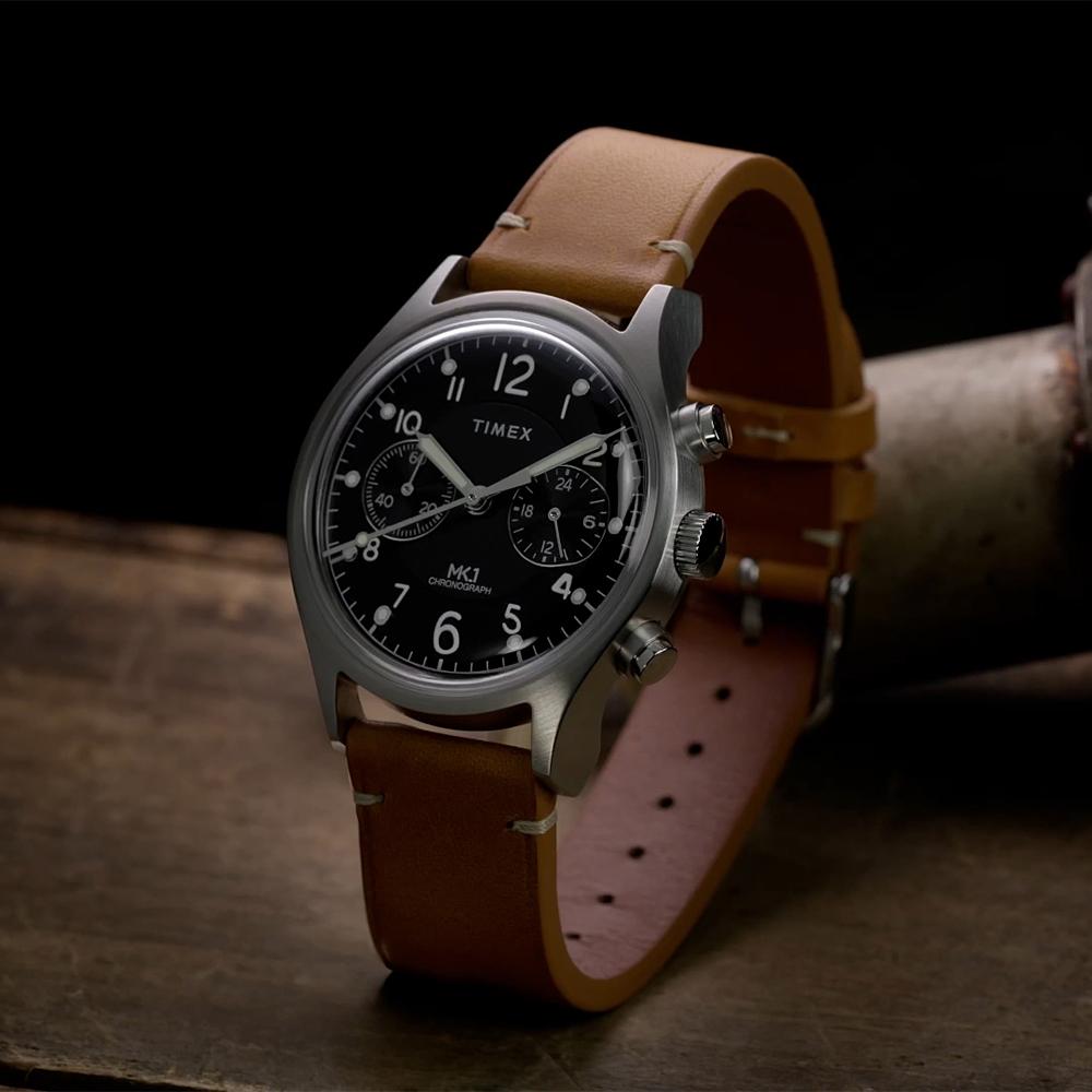 TIMEX MK1 Хронограф Коричневый Кожаный Военные Часы 40мм TW2Y71100