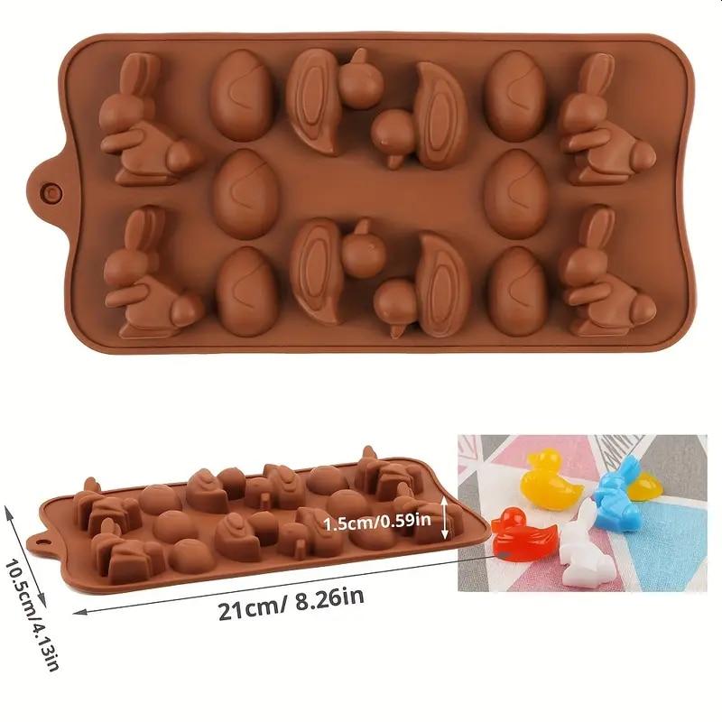 CCmax Silicone Easter Chocolate Mold Set: 6 Eggs, 4 Bunnies, 4 Ducks Nonstick Molds for Homemade Chocolates, Candies, Jellies, Ice Cubes
