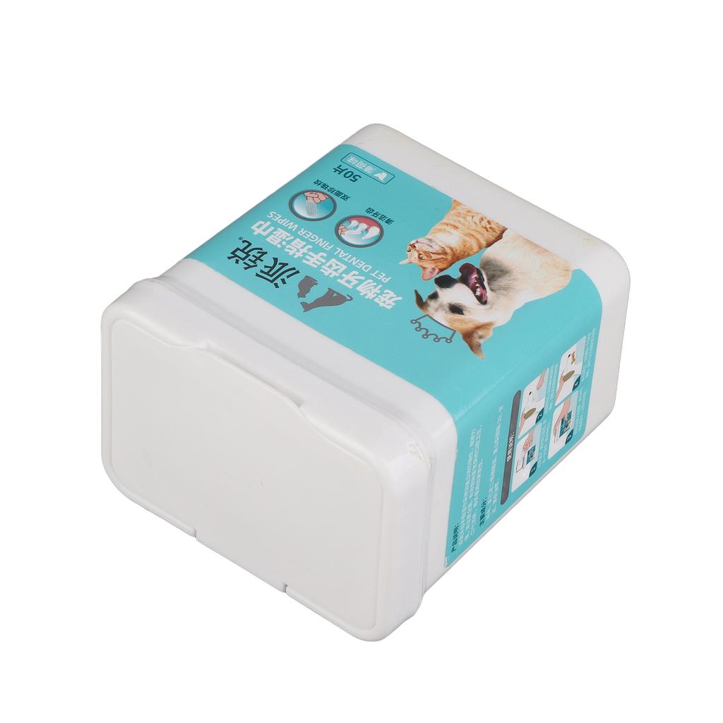 50pcs Dog Teeth Cleaning Finger Wipes Disposable Reduces Plaque Freshens Breath Pet Dental Care