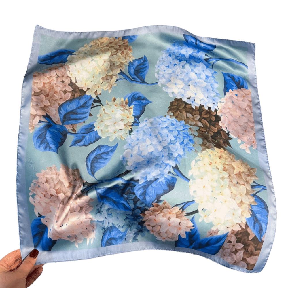 Floral Print Square Silk Scarf Luxury Neckerchief Scarf Hair Band Bandana Scarf Women