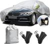 Car Cover for Sedans and Waterproof Body UV and with Nighttime Warning Rope SUVs, Cover, Protection, Dustproof, Windproof, (Silver, Large)