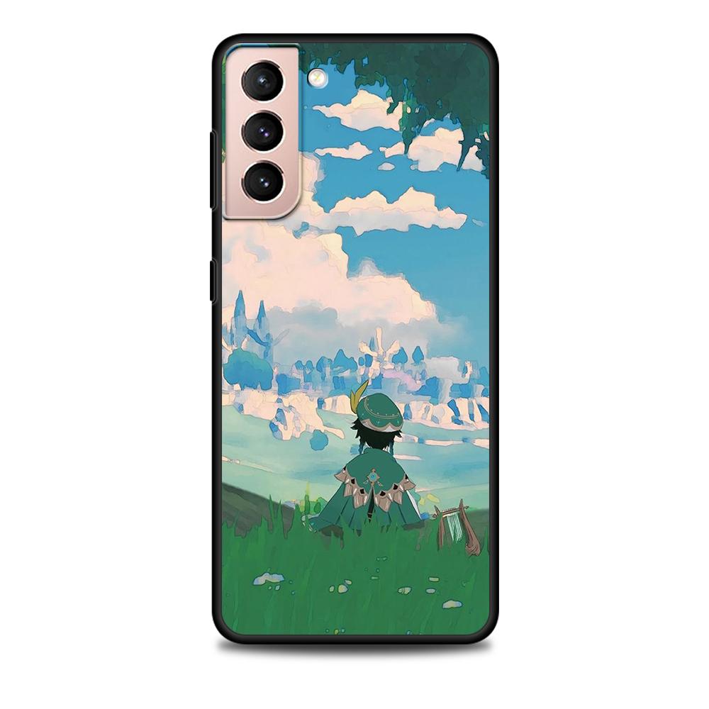 Чехол Genshin Impact Game для Samsung Galaxy S22 Ultra, чехол для телефона S21 S20 FE S10 5G S9 S8 Plus S10e S7 Edge, черный мягкий силиконовый чехол