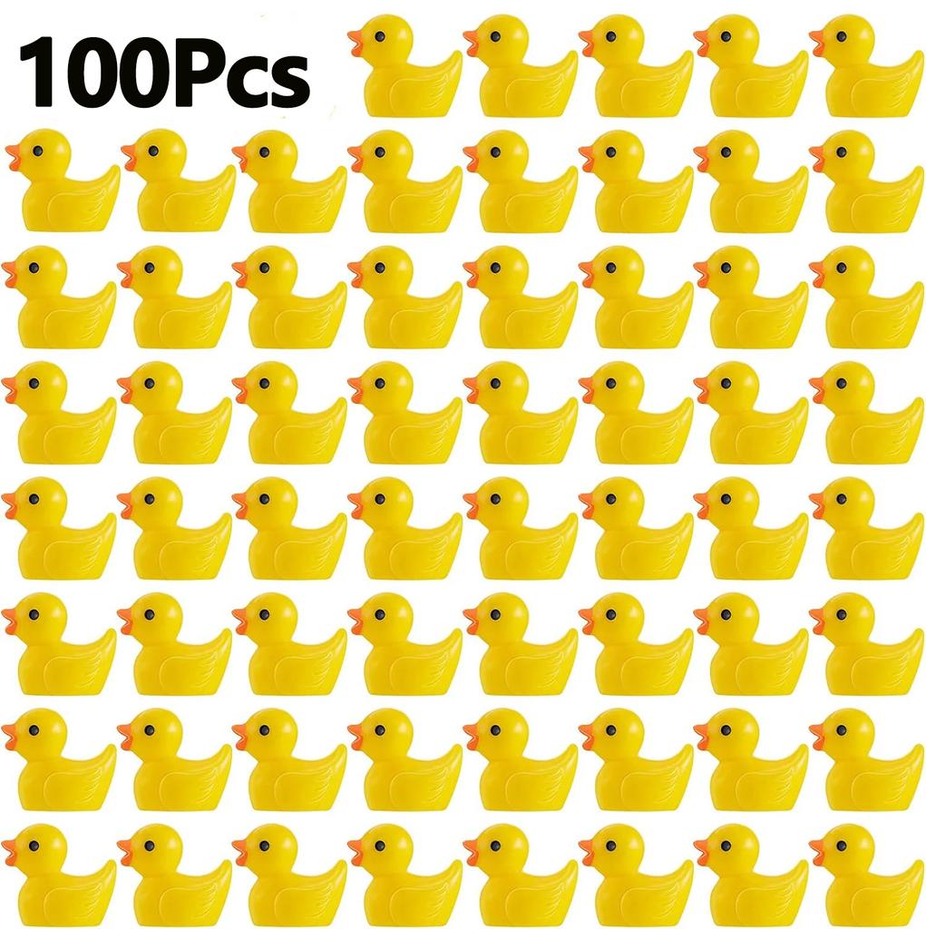 100/200 шт., миниатюрные фигурки из смолы, миниатюрные фигурки, украшения, желтые животные, садовые поделки, крошечные утки, пейзажные растения, фея