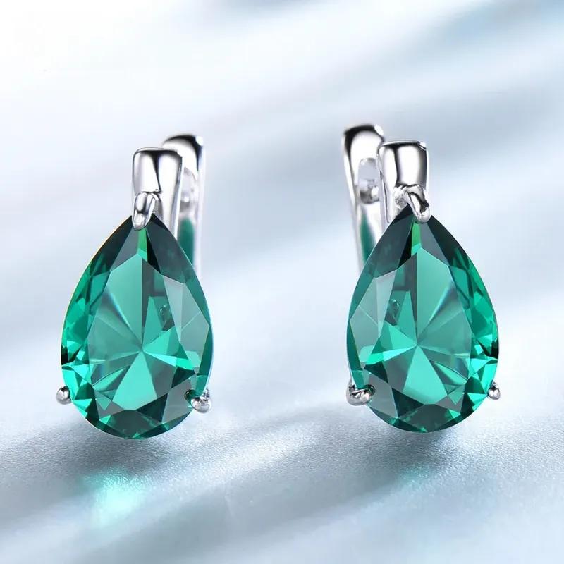 Серьги-клипсы из стерлингового серебра 925 пробы с нано-камнем голубой топаз для женщин Клипсы Капля воды Тонкие ювелирные изделия Подарок на вечеринку