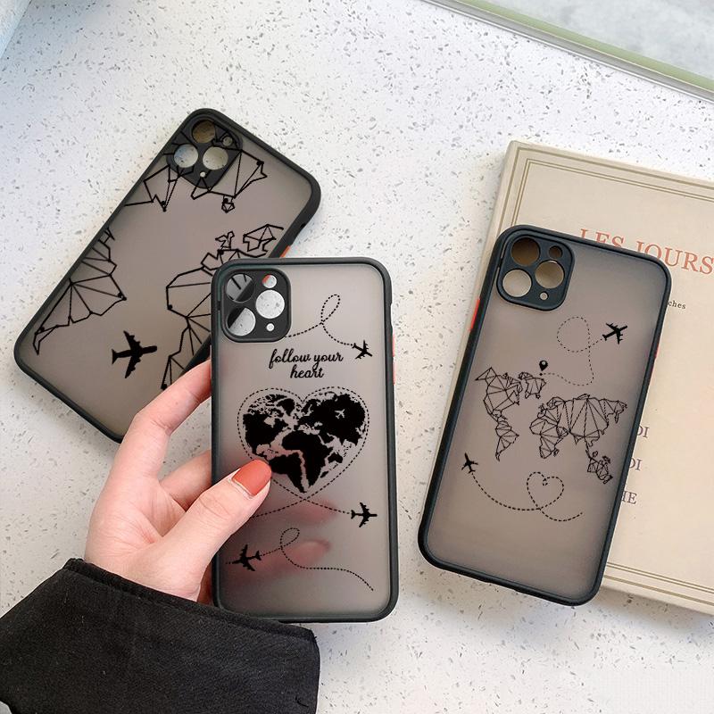 Чехол для телефона с изображением карты мира и самолета для iPhone 16 15 13 14 11 12 Pro Max 7 8 Plus SE2 X XR XS, задняя ударопрочная крышка