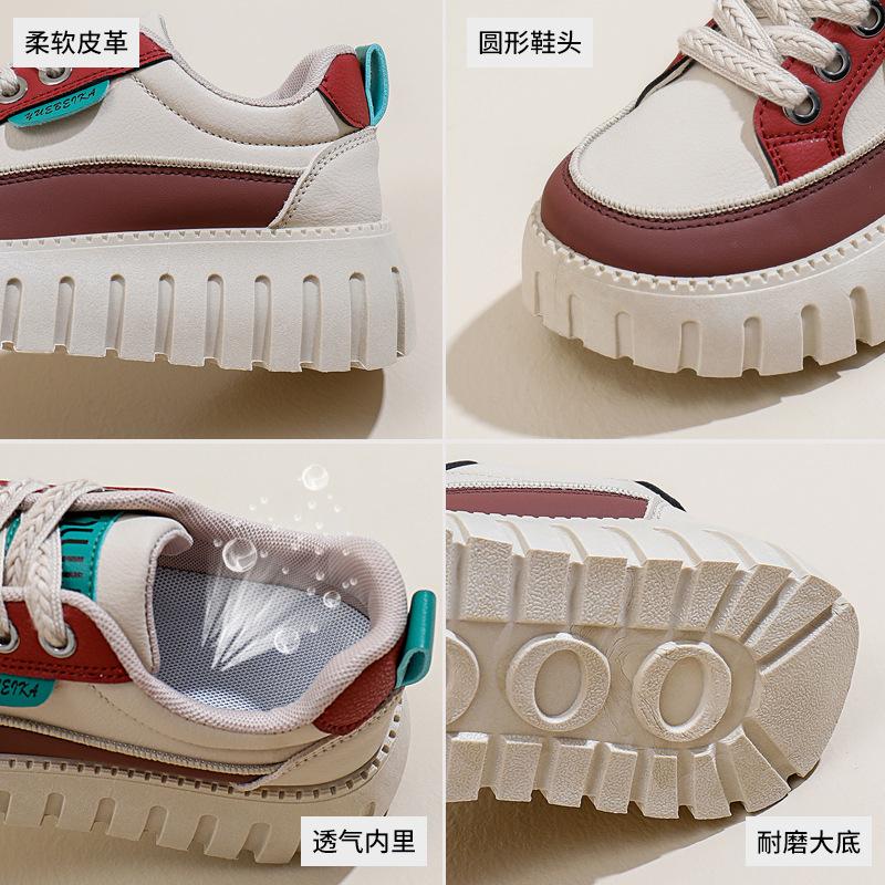 2025 весна маленькие белые туфли новая корейская версия ins женские студенческие туфли для увеличения роста на платформе спортивные туфли для доски повседневная обувь женская WS801