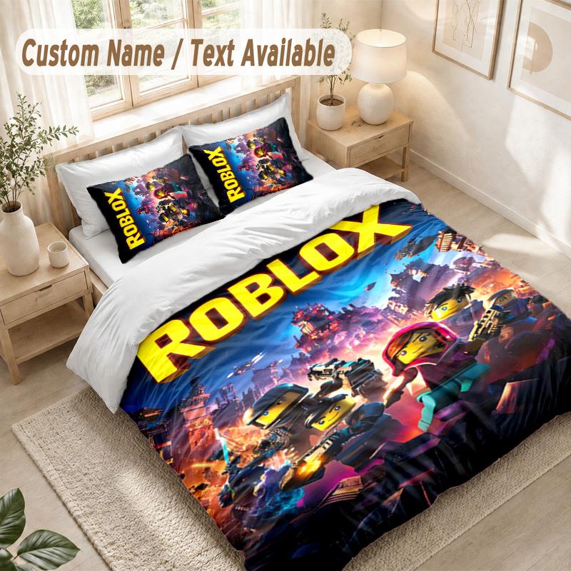 Roblox Bedding Set, 1 Duvet Cover & 2 Pillowcases Soft Comfortable Bedroom Home Textile Decor