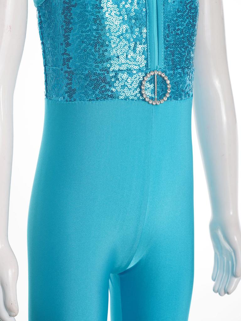 Детская одежда для выступлений, многоуровневые брюки-клеш, трико с пайетками