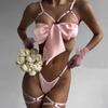 Мне нравится Meilan Lingerie: Самый продаваемый сексуальный комплект из трех предметов с бантиком и вырезами на косточках 2023