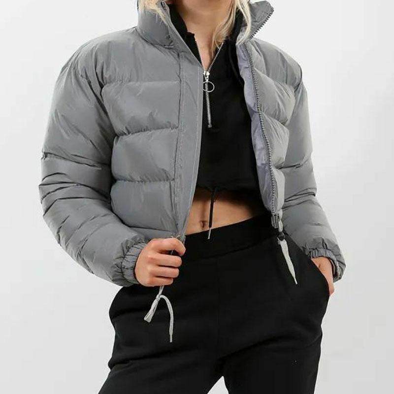 Зимние теплые куртки с воротником-стойкой и длинными рукавами на молнии, короткие хлопковые стеганые куртки