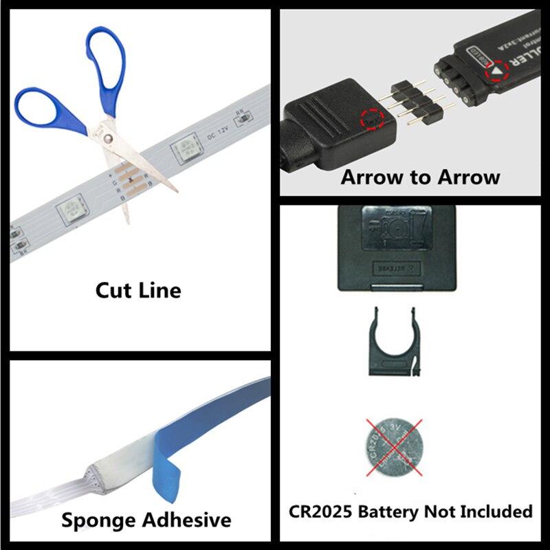 Комплект светодиодных лент RGB: 5 В USB, 5050, 24-кнопочный пульт дистанционного управления и управление по Bluetooth, подсветка телевизора