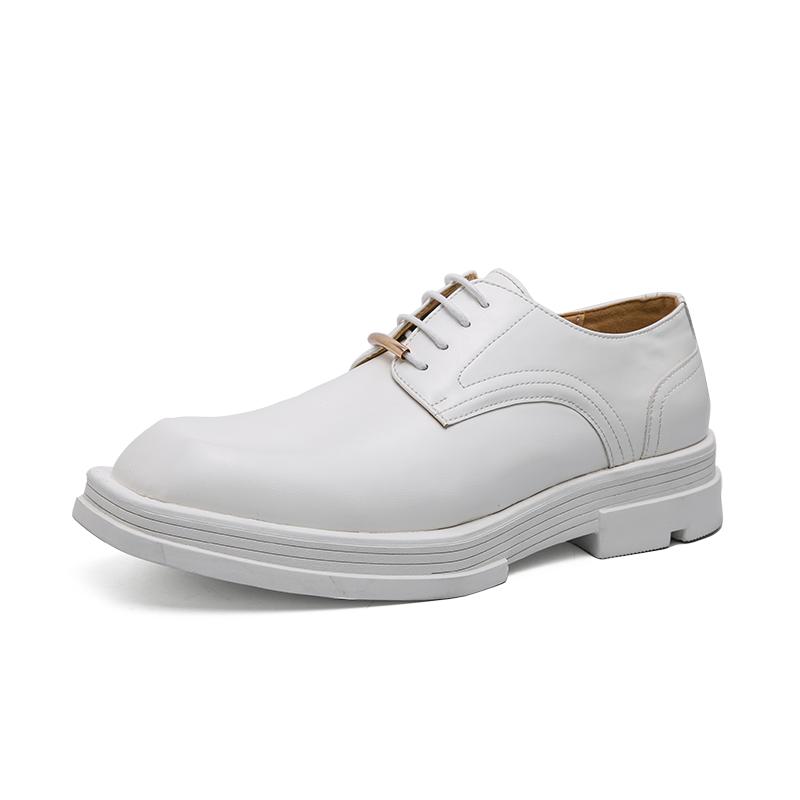 Модные весенние кожаные туфли-оксфорды на толстой подошве с застежкой-молнией для улицы, мужские туфли-лоферы, повседневные мужские туфли с квадратным носком, деловые туфли