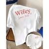 Wifey, Since 2026 Print Tshirt Short Sleeve Crew Neck Casual Top for Summer Spring, Women's Clothing